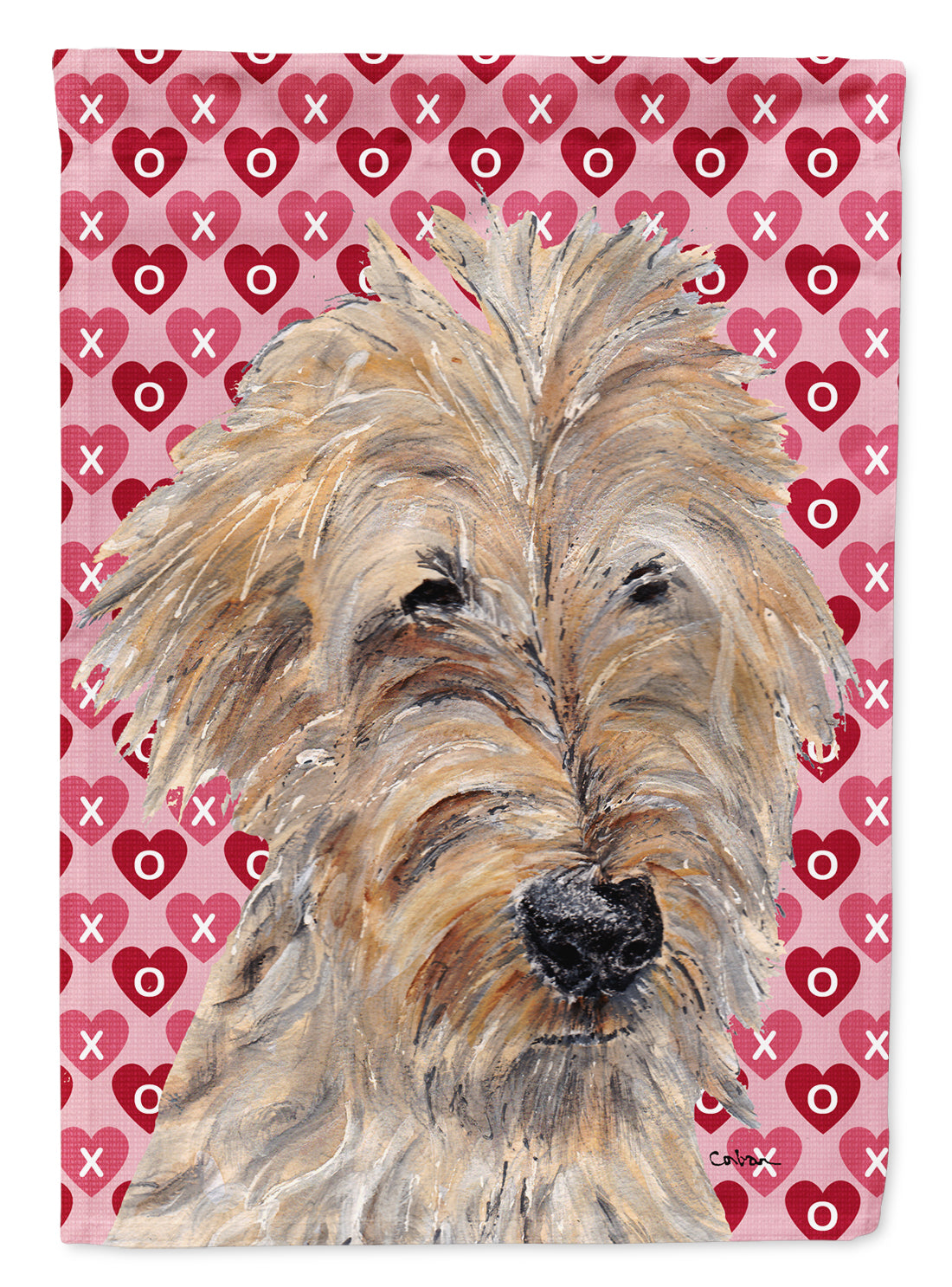 Goldendoodle Valentine&#39;s Love Flag Canvas House Size  the-store.com.