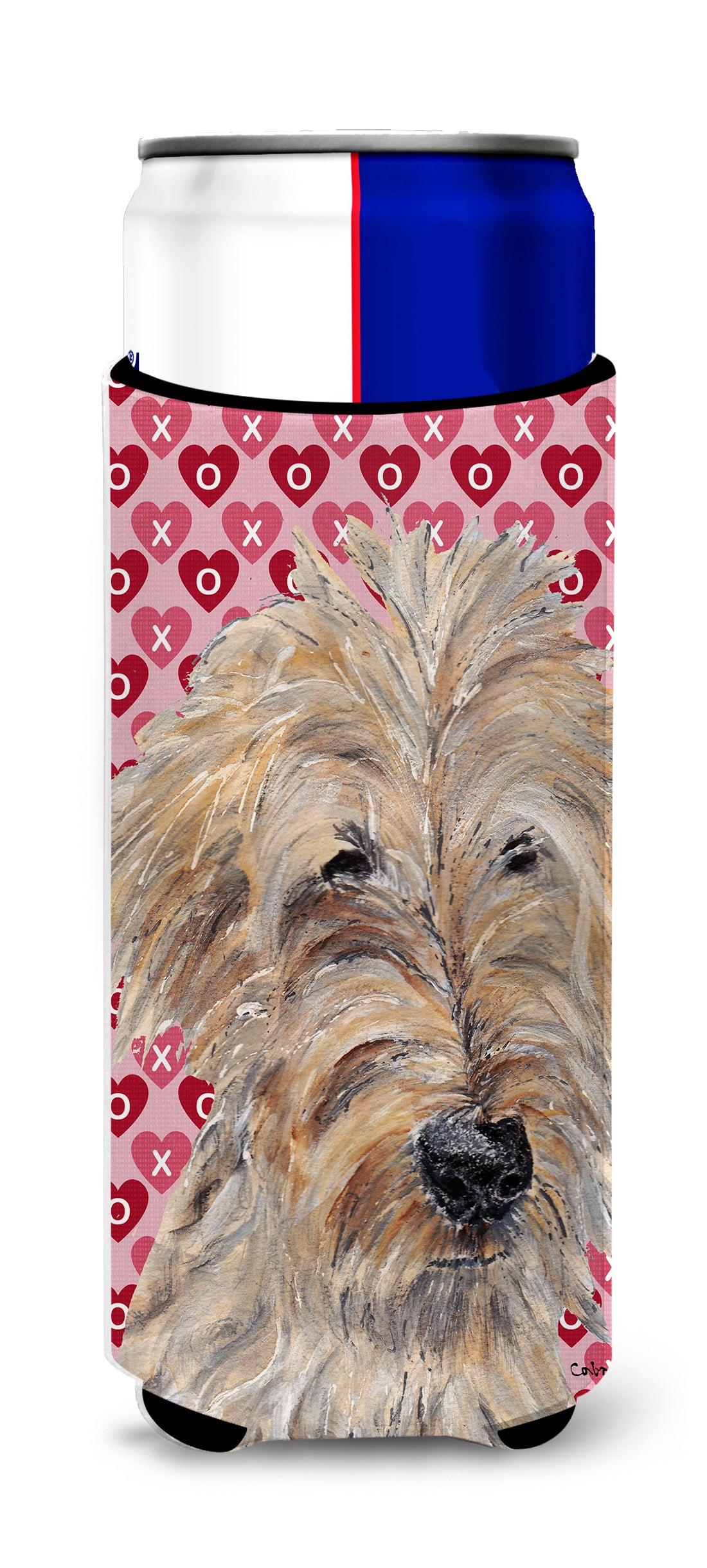 Goldendoodle Valentine's Love Ultra Beverage Insulators for slim cans.