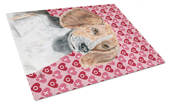 English Foxhound Valentine's Love Glass Cutting Board Large by Caroline's Treasures