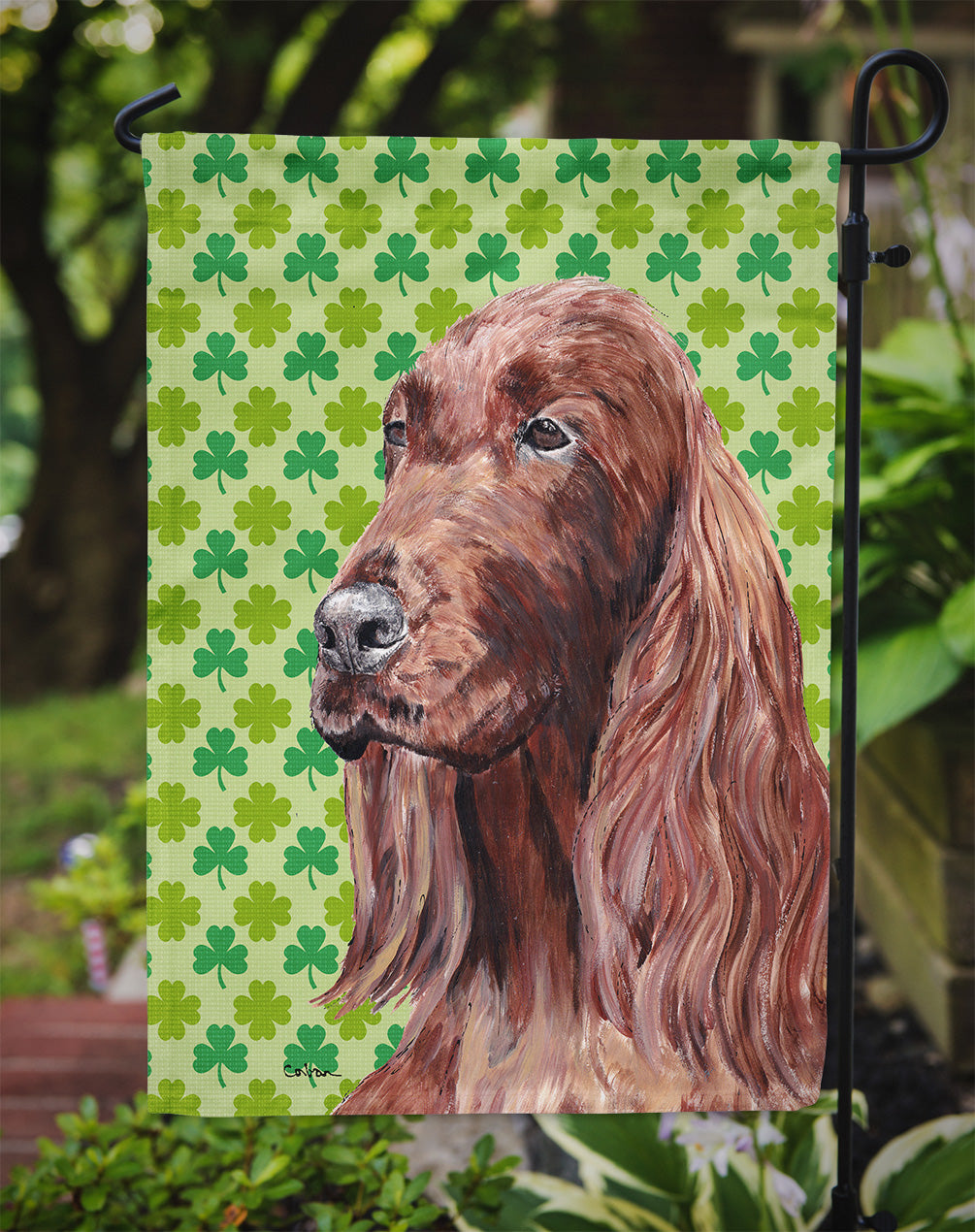 Irish Setter St Patrick's Irish Flag Garden Size.