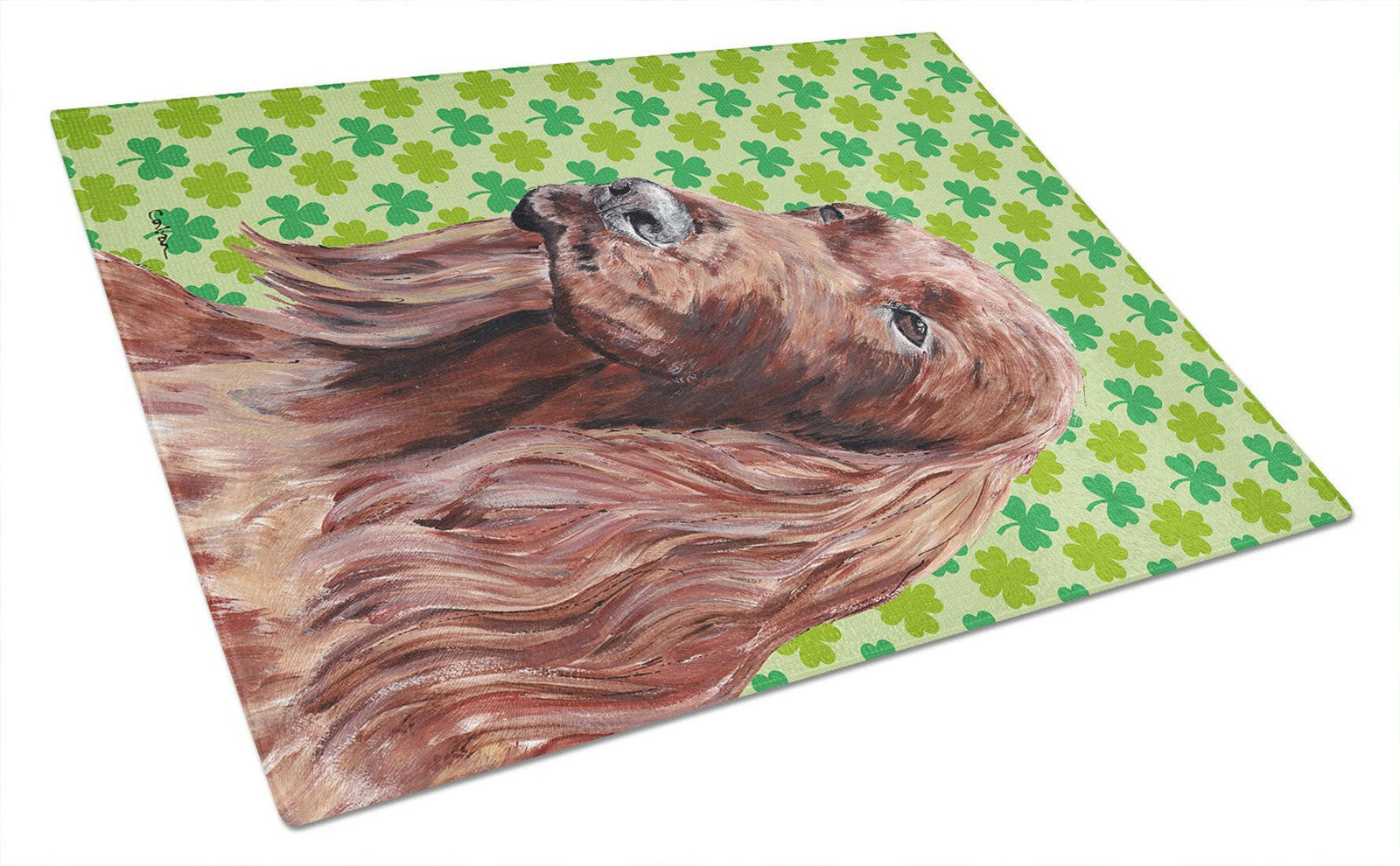 Irish Setter St Patrick's Irish Glass Cutting Board Large by Caroline's Treasures