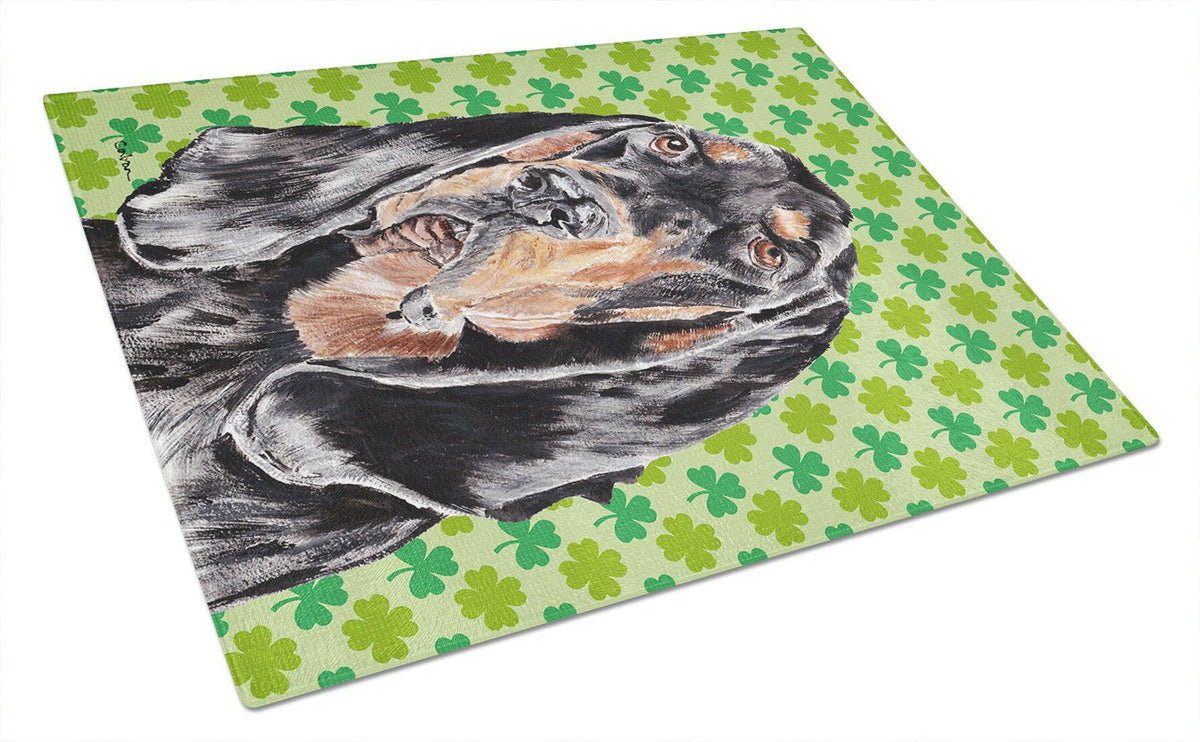 Coonhound St Patrick&#39;s Irish Glass Cutting Board Large by Caroline&#39;s Treasures