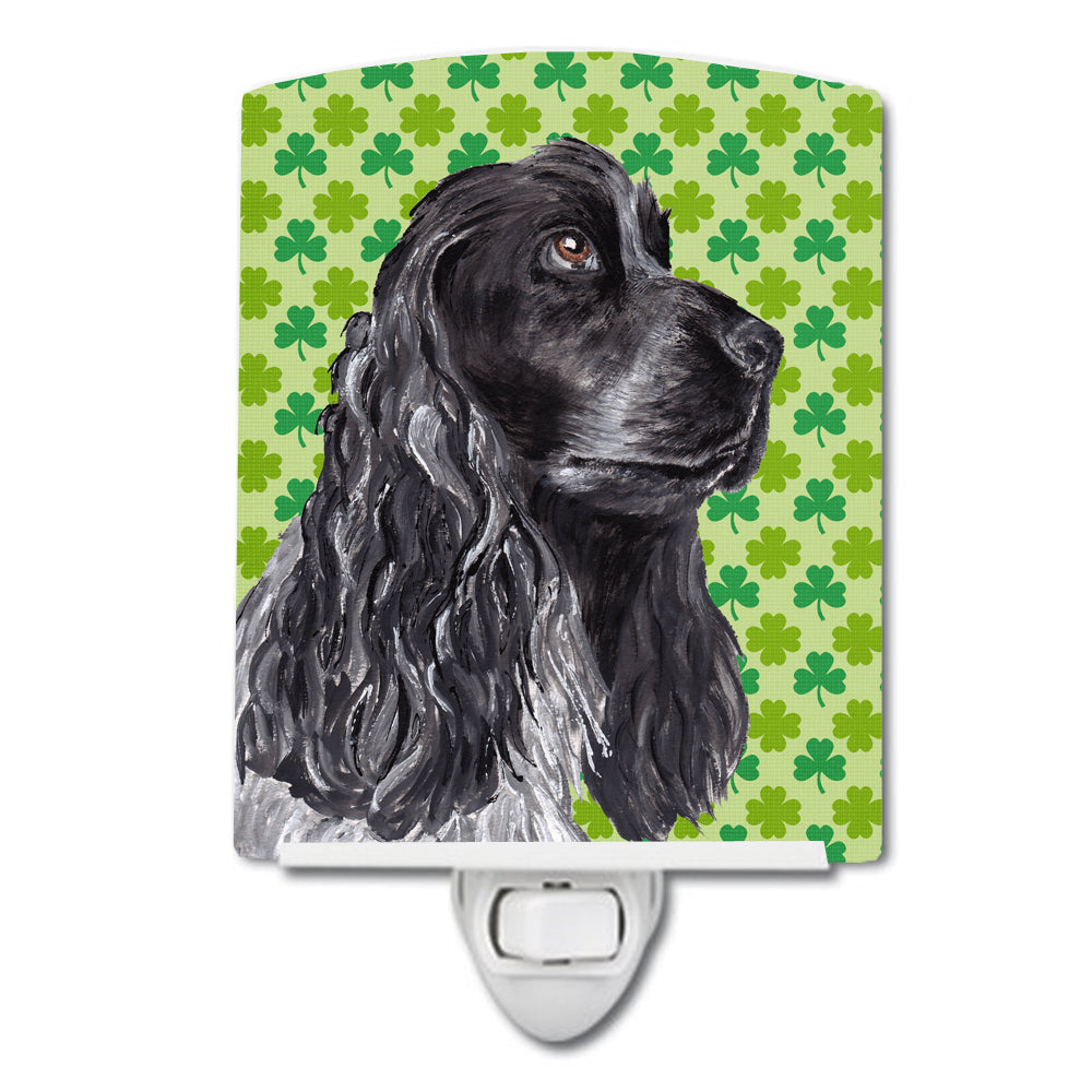 Black Cocker Spaniel Lucky Shamrock St. Patrick's Day Ceramic Night Light SC9568CNL - the-store.com