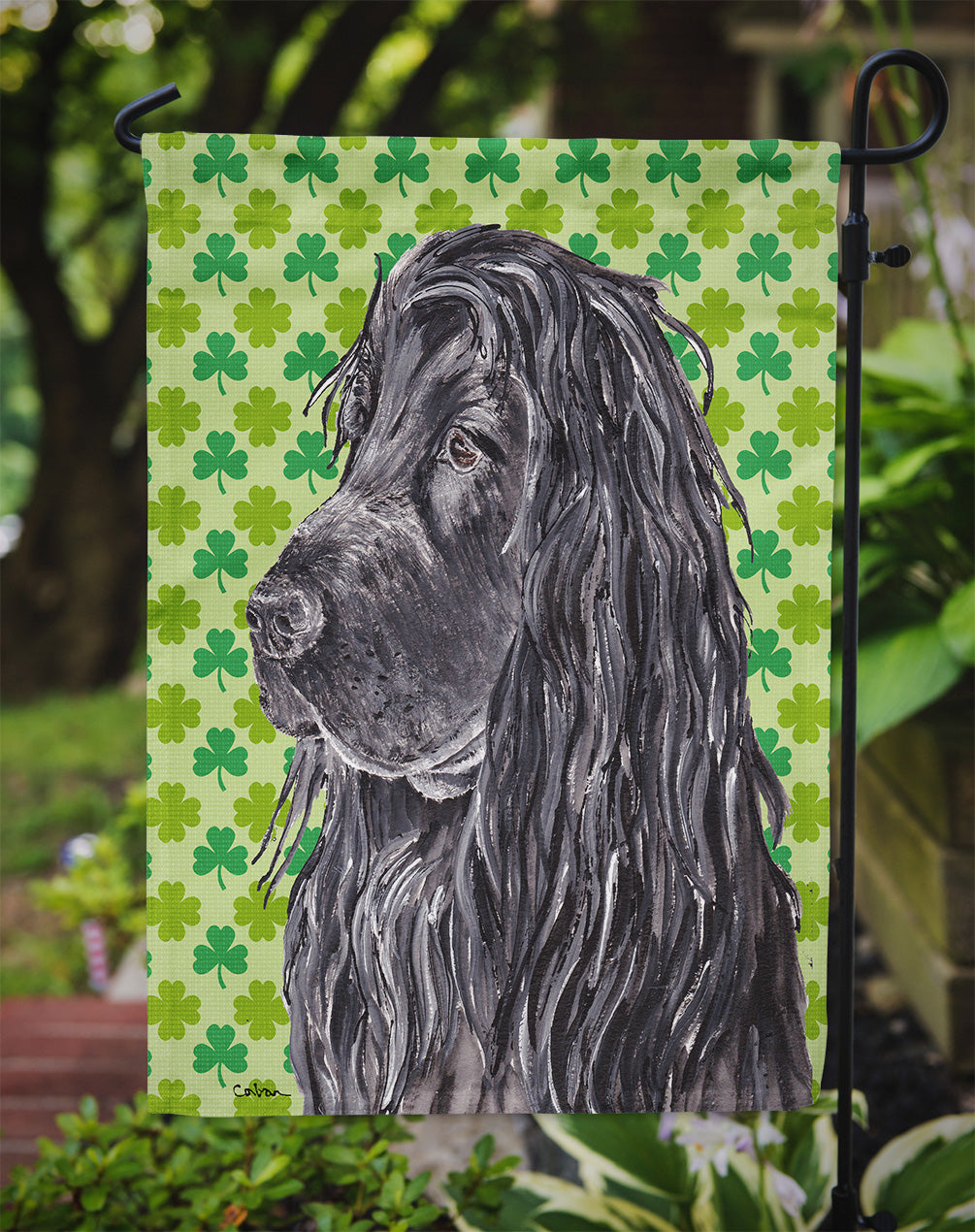 English Cocker Spaniel St Patrick's Irish Flag Garden Size.