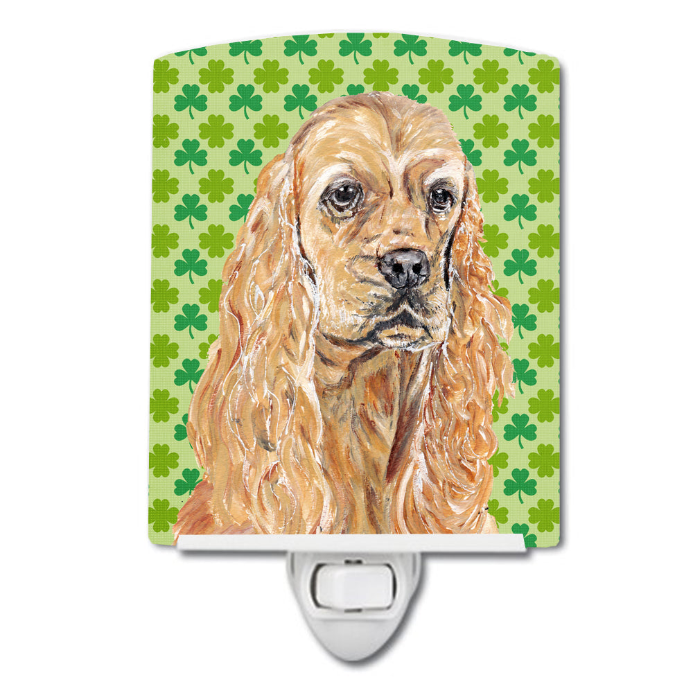 Buff Cocker Spaniel Lucky Shamrock St. Patrick's Day Ceramic Night Light SC9570CNL - the-store.com