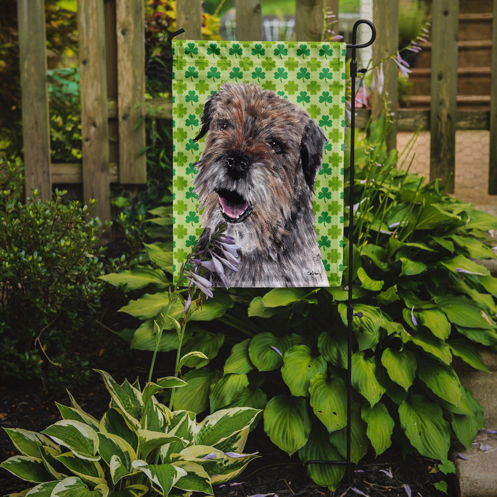 Border Terrier St Patrick's Irish Flag Garden Size.