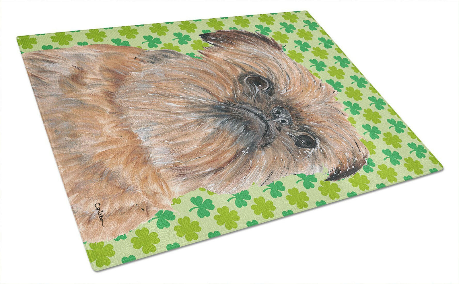 Brussels Griffon St Patrick's Irish Glass Cutting Board Large by Caroline's Treasures