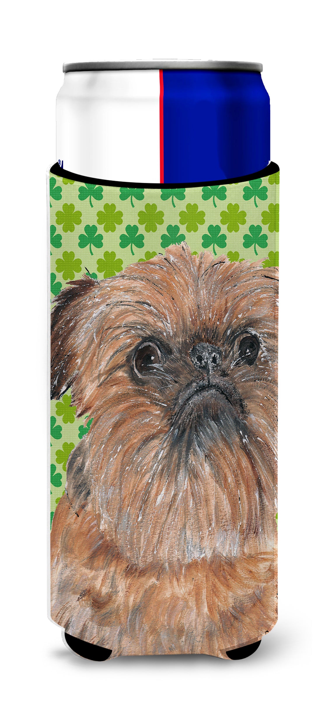 Brussels Griffon St Patrick&#39;s Irish Ultra Beverage Insulators for slim cans.