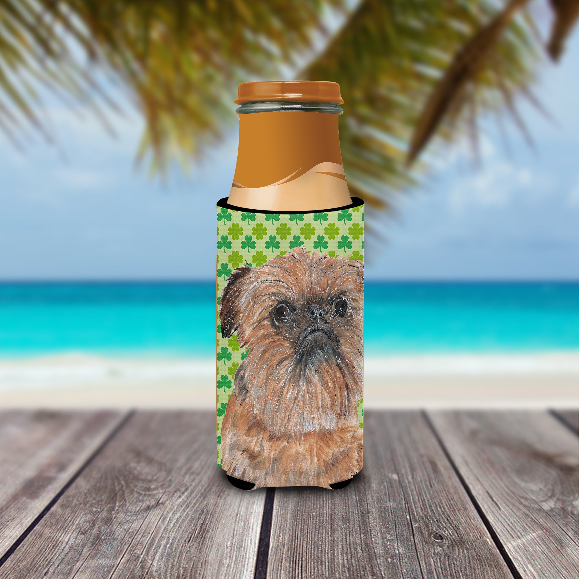 Brussels Griffon St Patrick's Irish Ultra Beverage Insulators for slim cans.