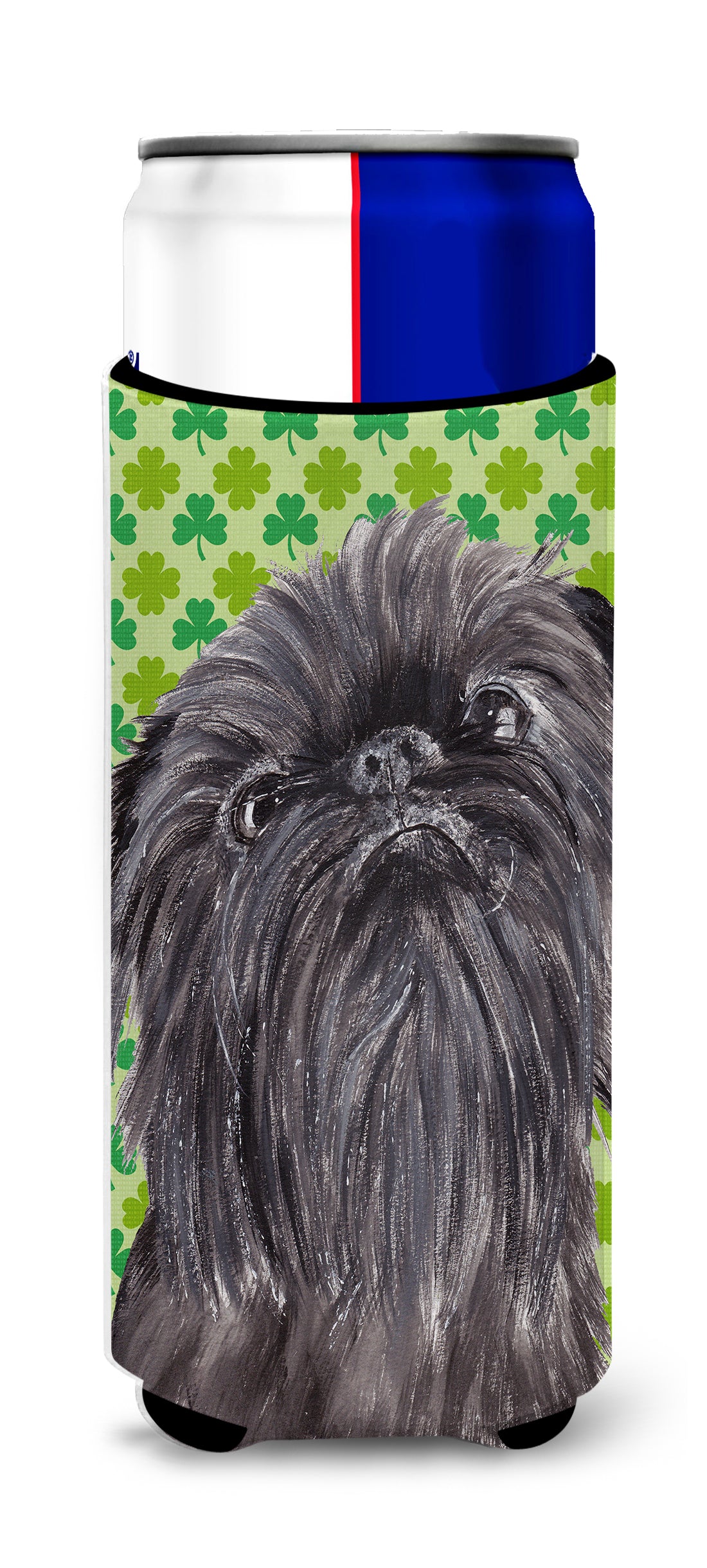 Brussels Griffon St Patrick&#39;s Irish Ultra Beverage Insulators for slim cans.