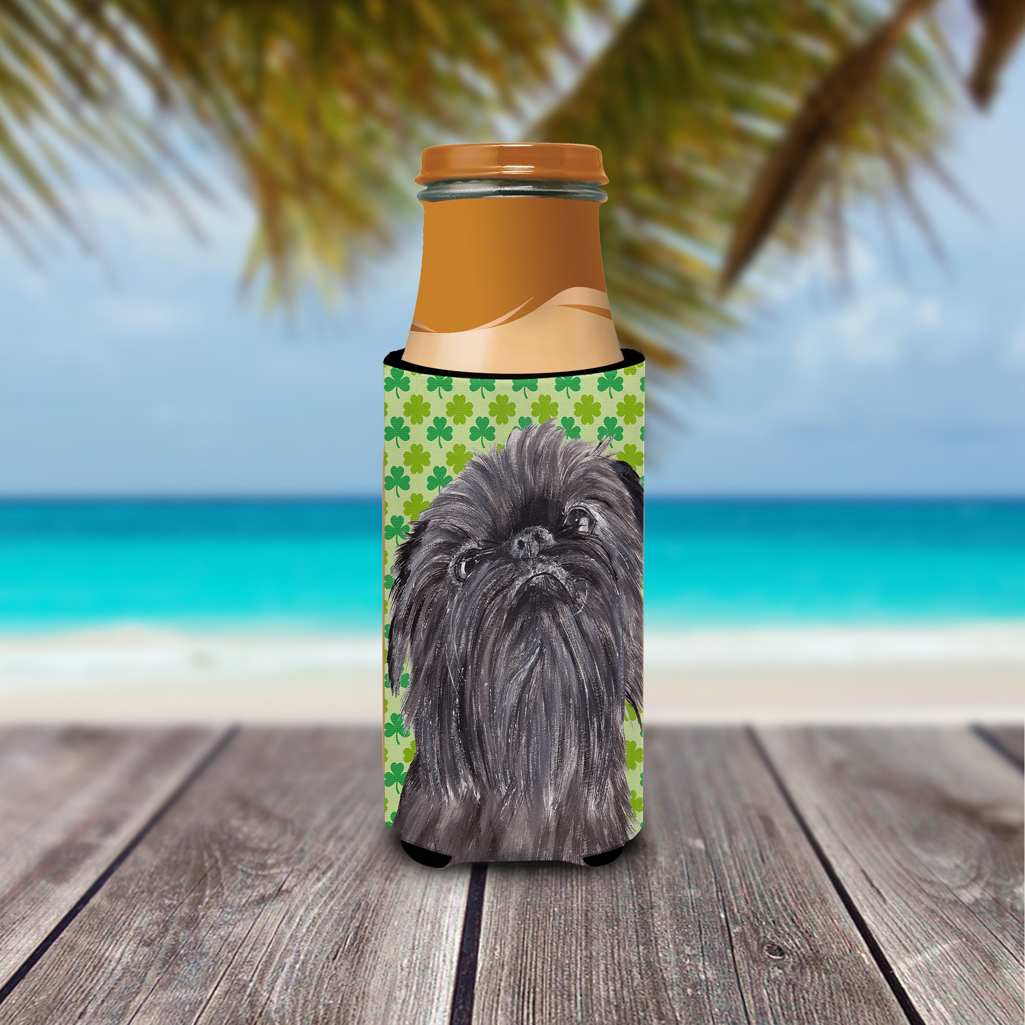 Brussels Griffon St Patrick's Irish Ultra Beverage Insulators for slim cans.