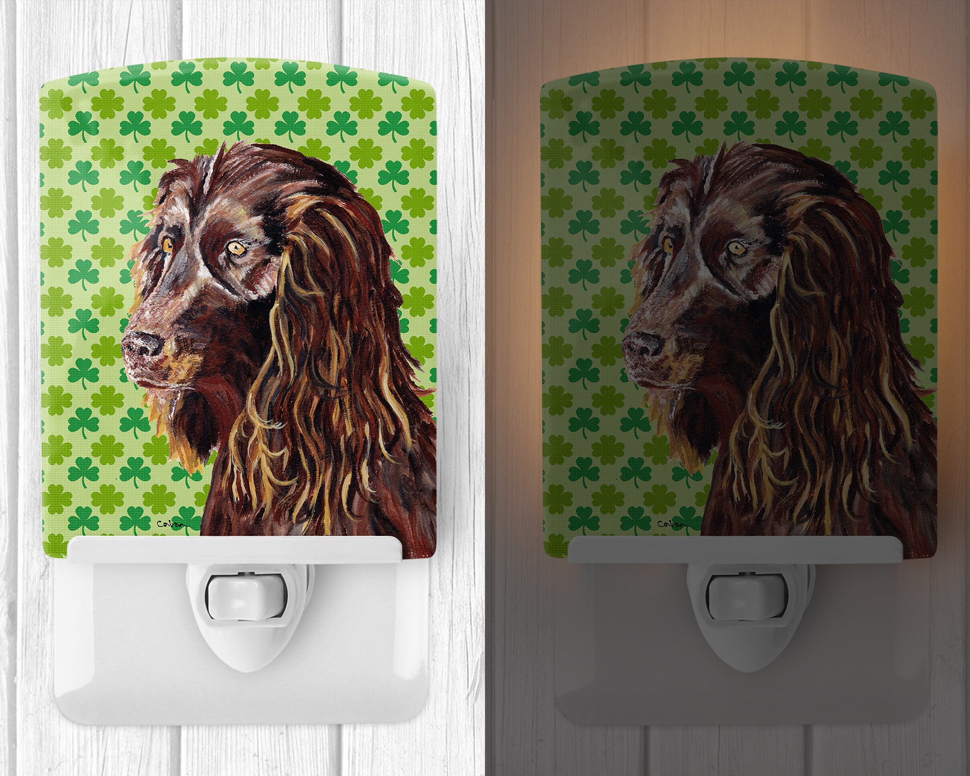 Boykin Spaniel Lucky Shamrock St. Patrick's Day Ceramic Night Light SC9574CNL - the-store.com