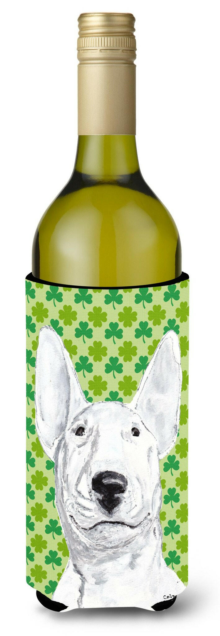 Bull Terrier St Patrick's Irish Wine Bottle Beverage Insulator Beverage Insulator Hugger by Caroline's Treasures