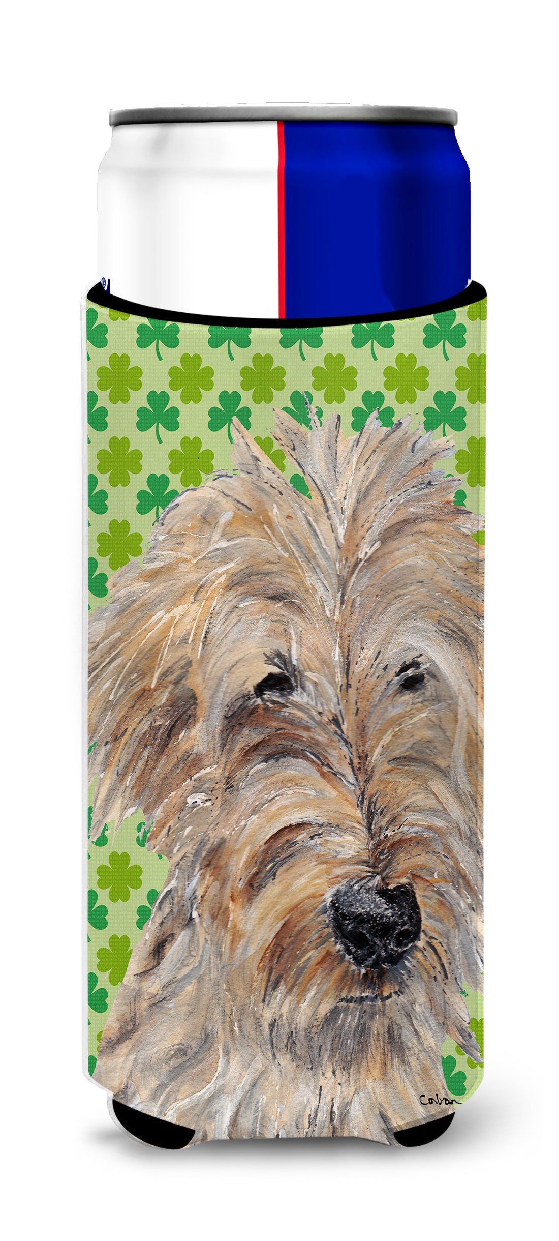 Goldendoodle St Patrick&#39;s Irish Ultra Beverage Insulators for slim cans.