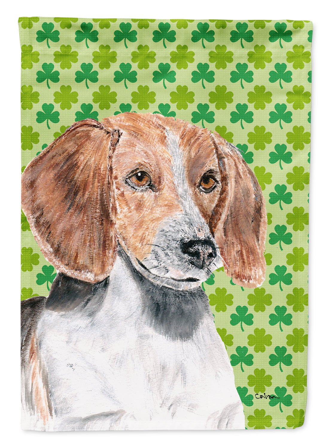 English Foxhound St Patrick's Irish Flag Garden Size.