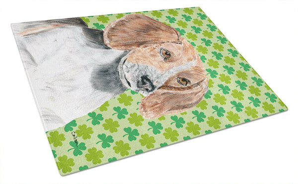 English Foxhound St Patrick's Irish Glass Cutting Board Large by Caroline's Treasures