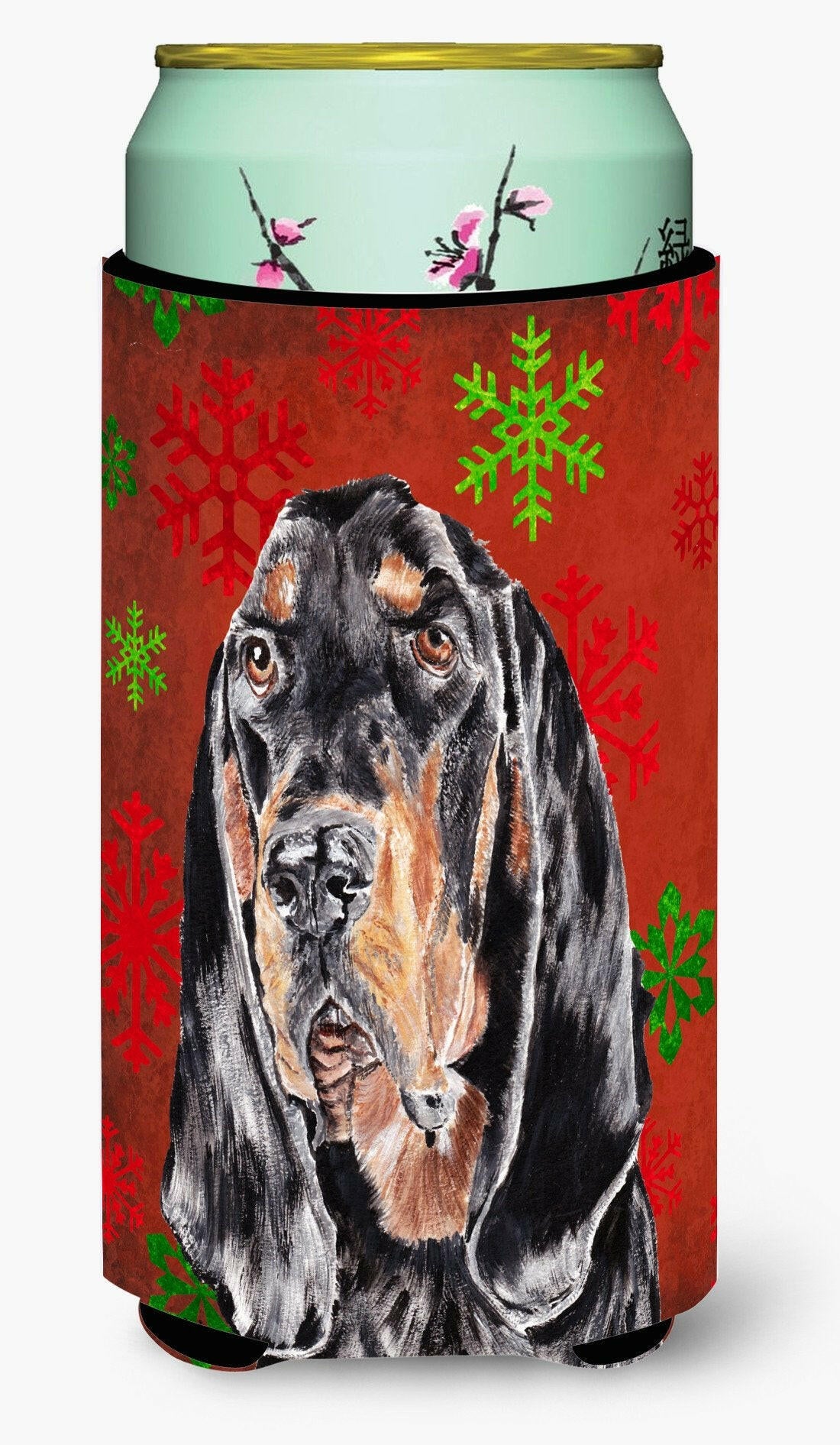 Coonhound Red Snowflake Christmas Tall Boy Beverage Insulator Beverage Insulator Hugger by Caroline's Treasures