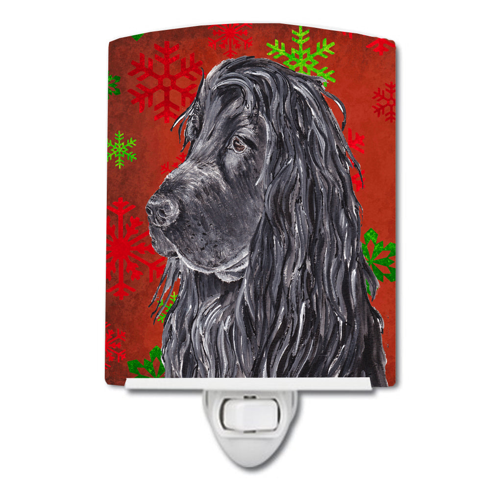 Black Cocker Spaniel Red Snowflakes Holiday Ceramic Night Light SC9583CNL - the-store.com