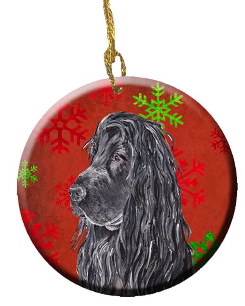 Black Cocker Spaniel Red Snowflakes Holiday Ceramic Ornament SC9583CO1 by Caroline&#39;s Treasures