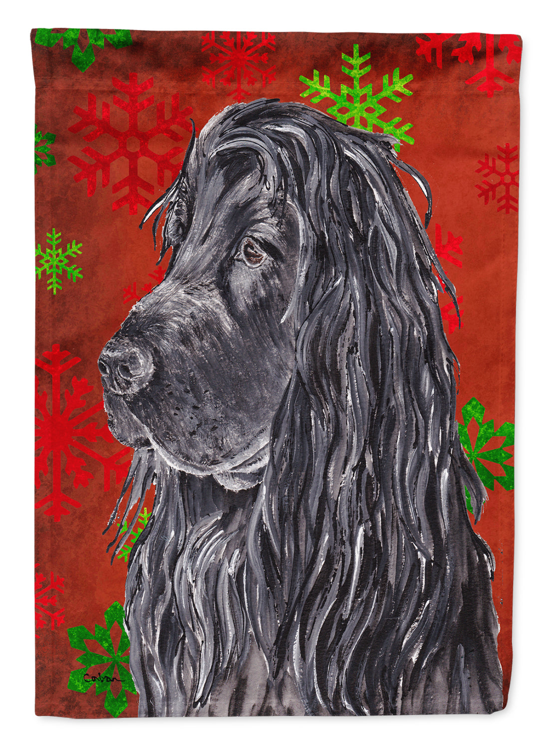 English Cocker Spaniel Red Snowflake Christmas Flag Garden Size.