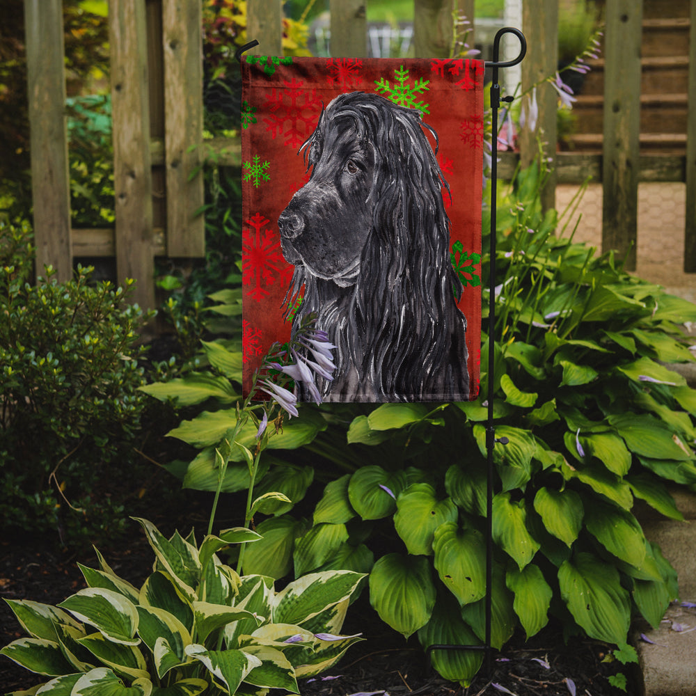 English Cocker Spaniel Red Snowflake Christmas Flag Garden Size.