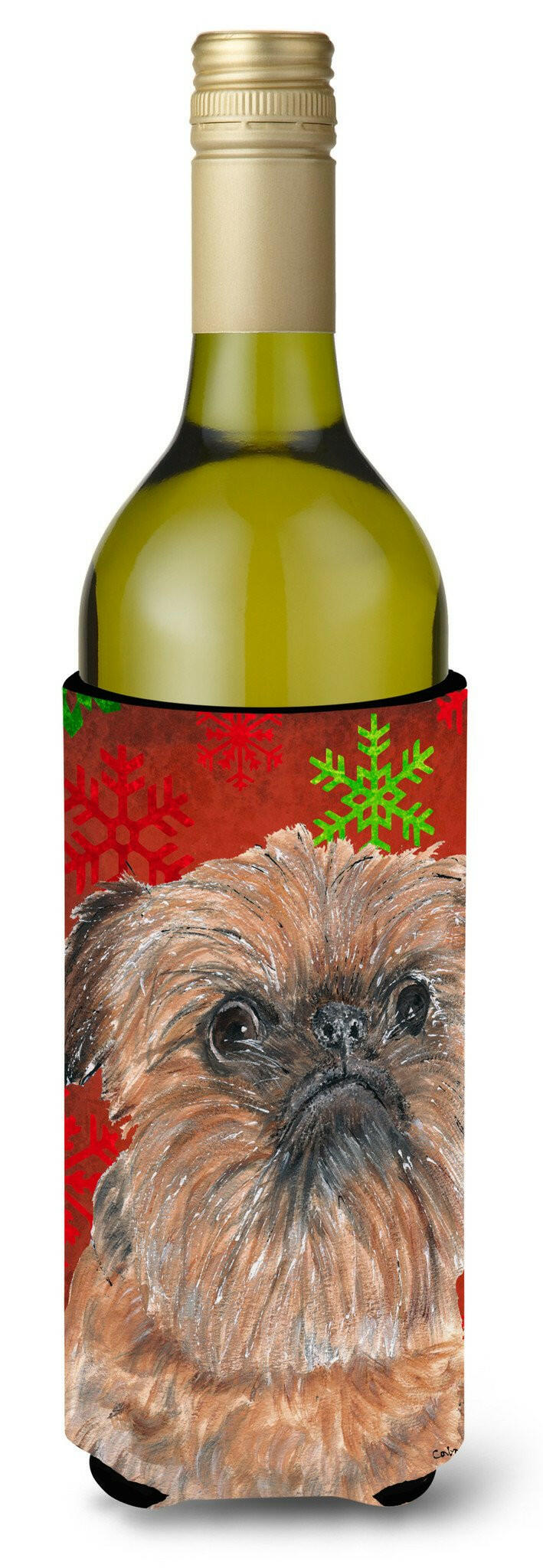 Brussels Griffon Red Snowflake Christmas Wine Bottle Beverage Insulator Beverage Insulator Hugger by Caroline's Treasures