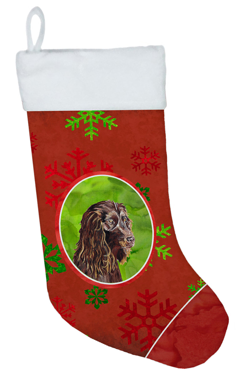 Boykin Spaniel Red Snowflakes Holiday Christmas Stocking SC9588-CS  the-store.com.