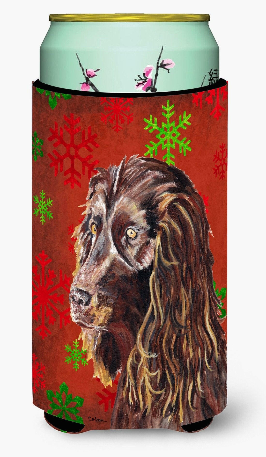 Boykin Spaniel Red Snowflake Christmas Tall Boy Beverage Insulator Beverage Insulator Hugger by Caroline&#39;s Treasures