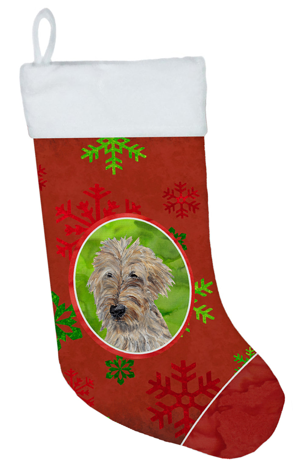 Golden Doodle Red Snowflakes Holiday Christmas Stocking SC9591-CS  the-store.com.