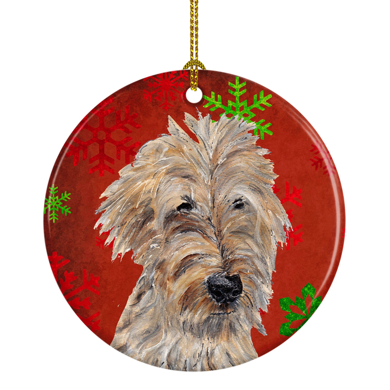 Golden Doodle Red Snowflakes Holiday Ceramic Ornament SC9591CO1 - the-store.com