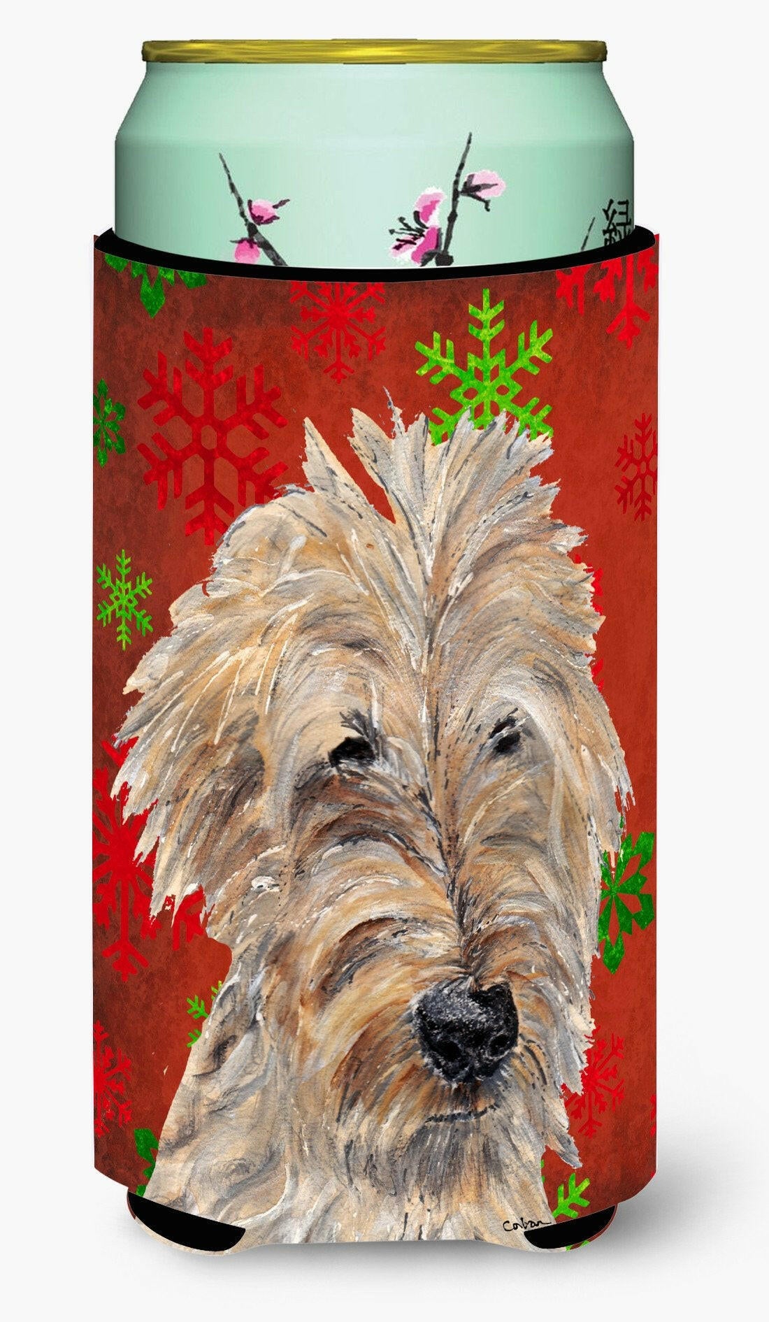 Goldendoodle Red Snowflake Christmas Tall Boy Beverage Insulator Beverage Insulator Hugger by Caroline&#39;s Treasures