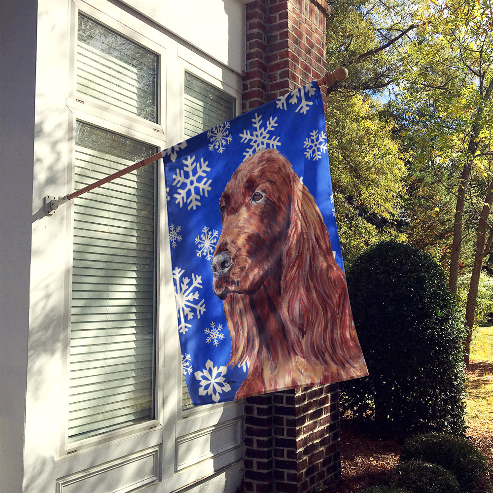 Irish Setter Blue Snowflake Winter Flag Canvas House Size  the-store.com.