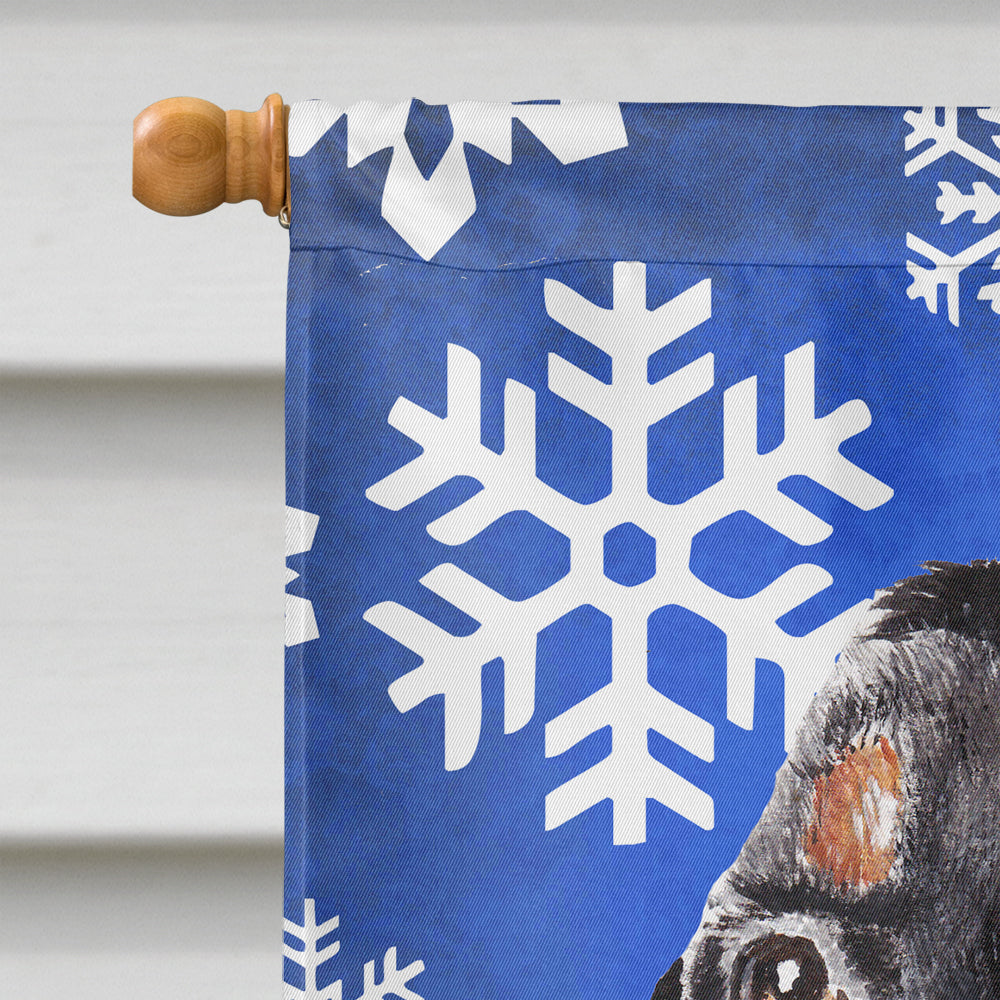 Coonhound Blue Snowflake Winter Flag Canvas House Size  the-store.com.