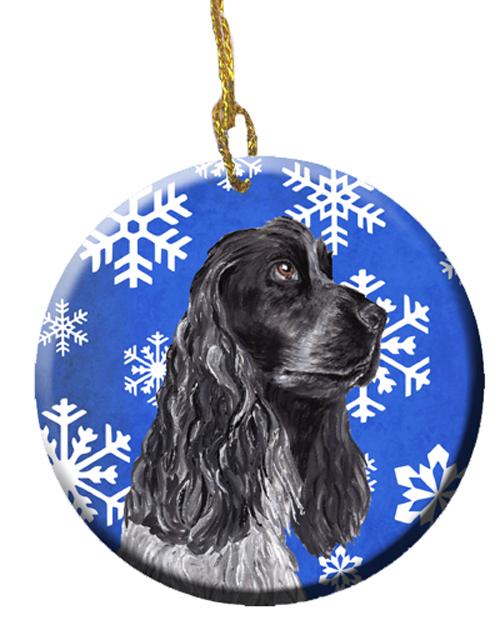 Black Cocker Spaniel Winter Snowflakes Ceramic Ornament SC9596CO1 by Caroline's Treasures