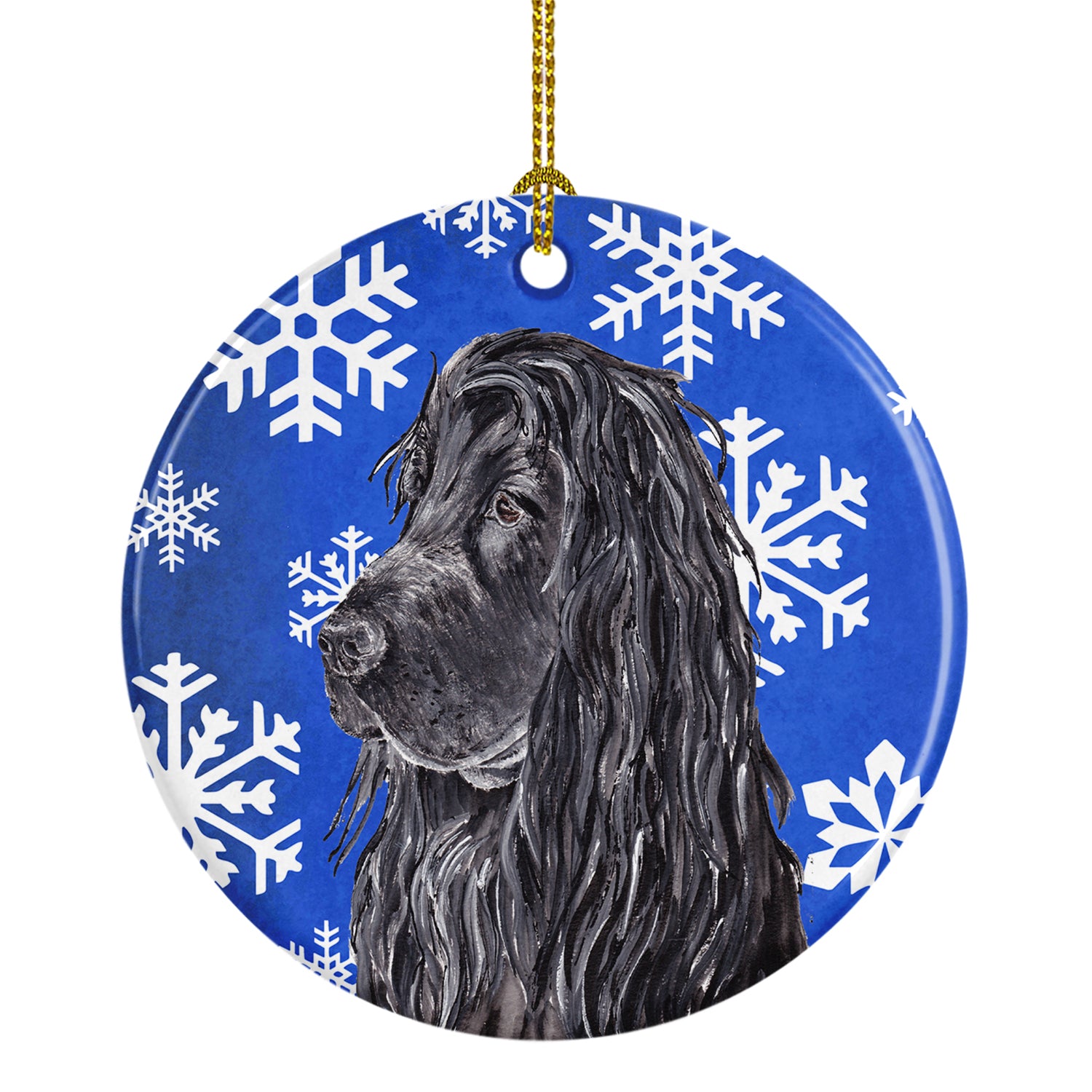 Black Cocker Spaniel Winter Snowflakes Ceramic Ornament SC9597CO1 - the-store.com