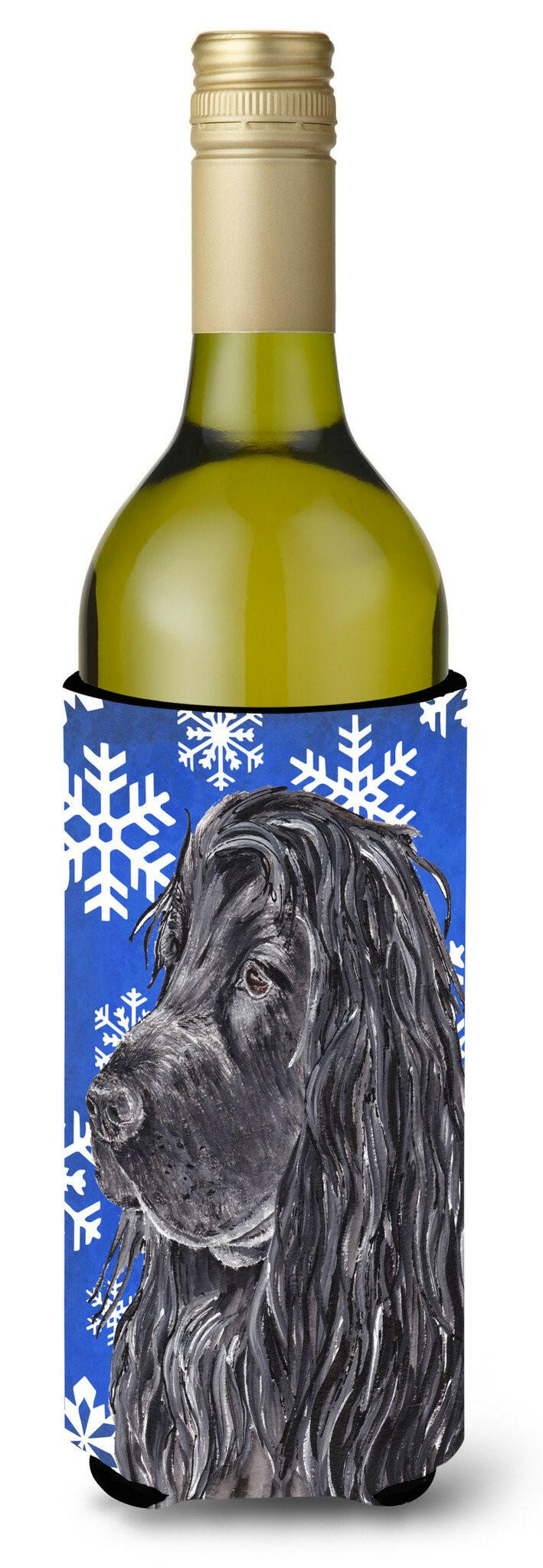 English Cocker Spaniel Blue Snowflake Winter Wine Bottle Beverage Insulator Beverage Insulator Hugger by Caroline&#39;s Treasures