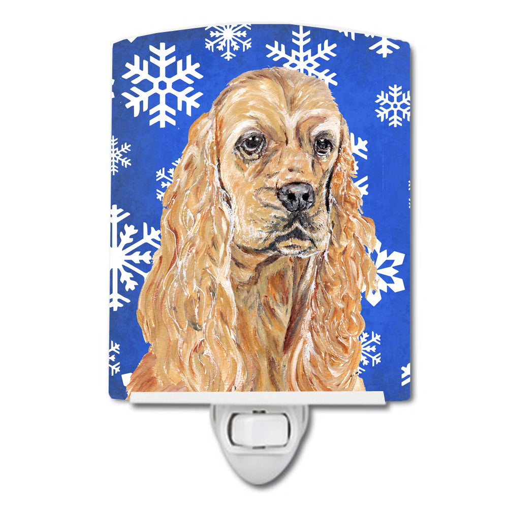 Buff Cocker Spaniel Winter Snowflakes Ceramic Night Light SC9598CNL - the-store.com