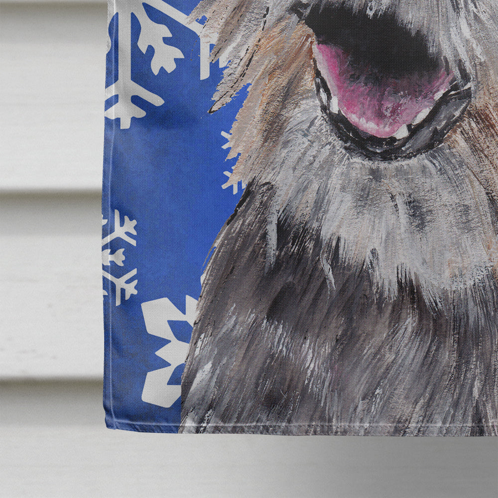 Border Terrier Blue Snowflake Winter Flag Canvas House Size  the-store.com.