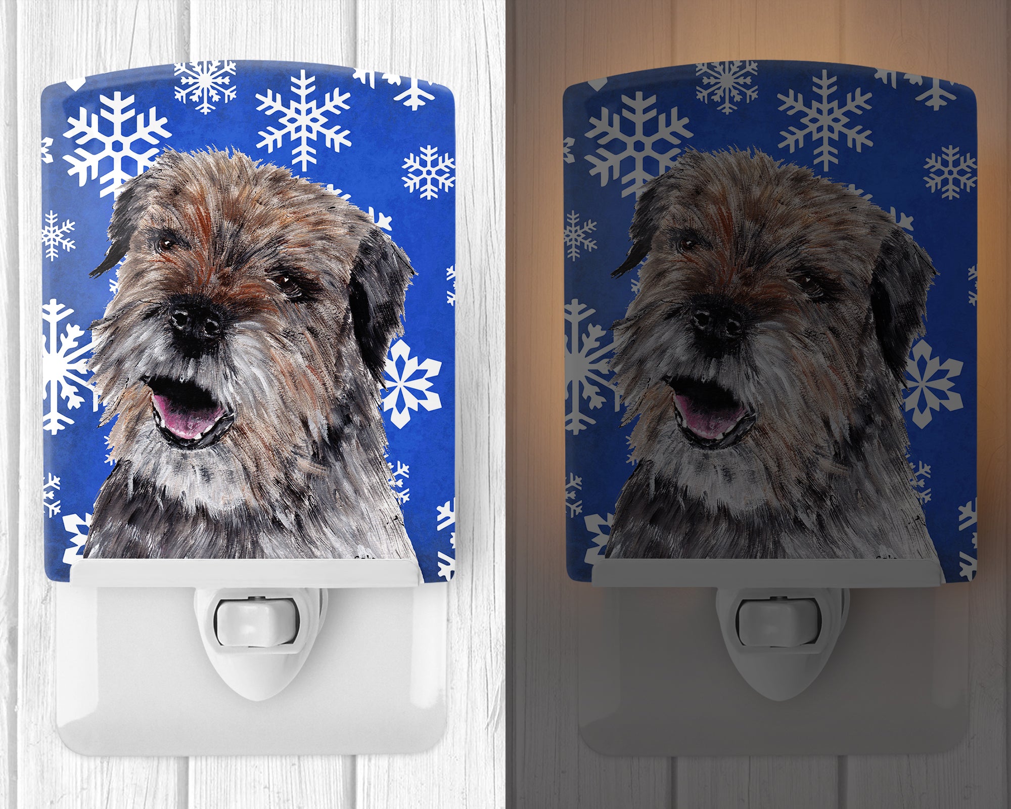 Border Terrier Winter Snowflakes Ceramic Night Light SC9599CNL - the-store.com