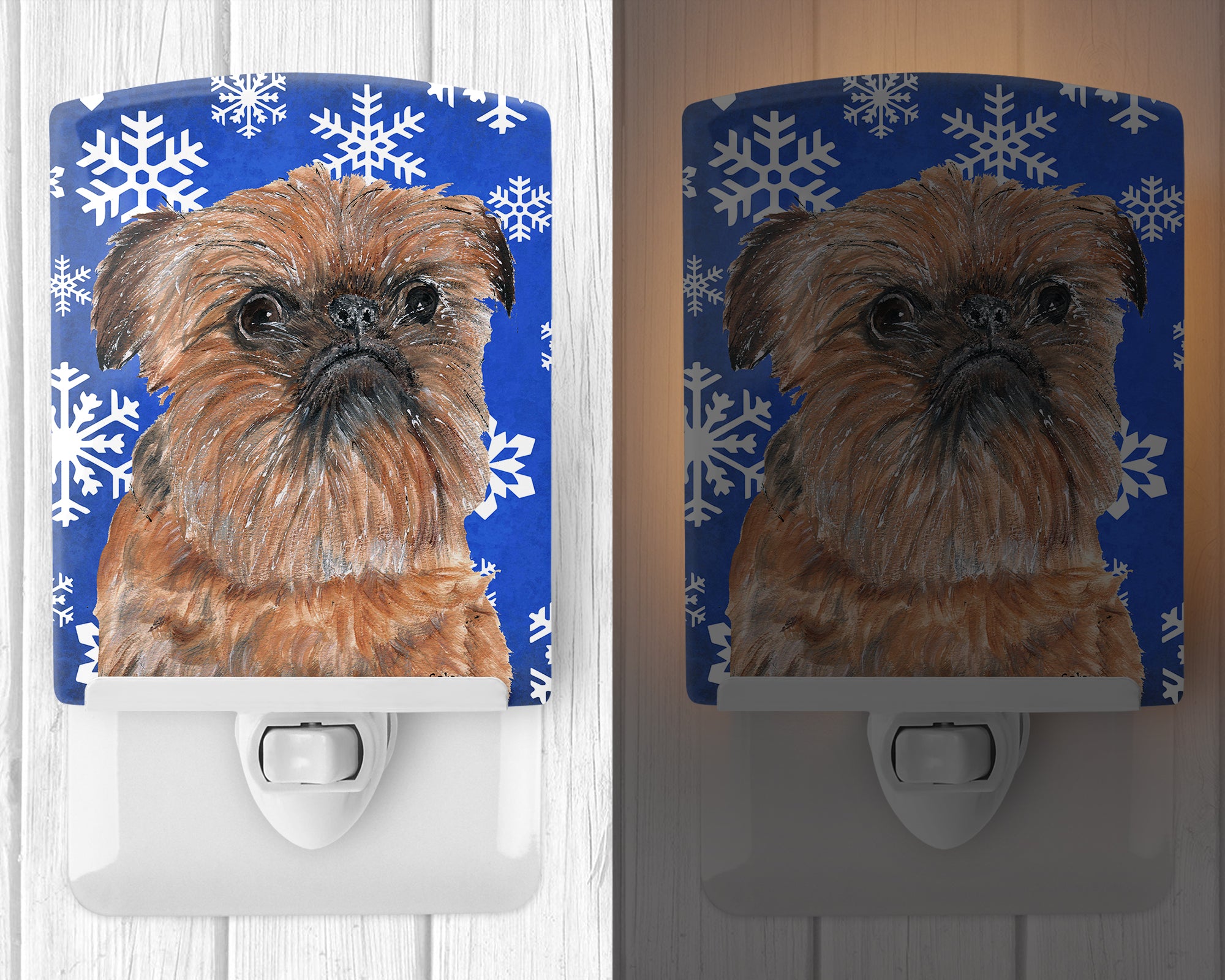 Brussels Griffon Winter Snowflakes Ceramic Night Light SC9600CNL - the-store.com