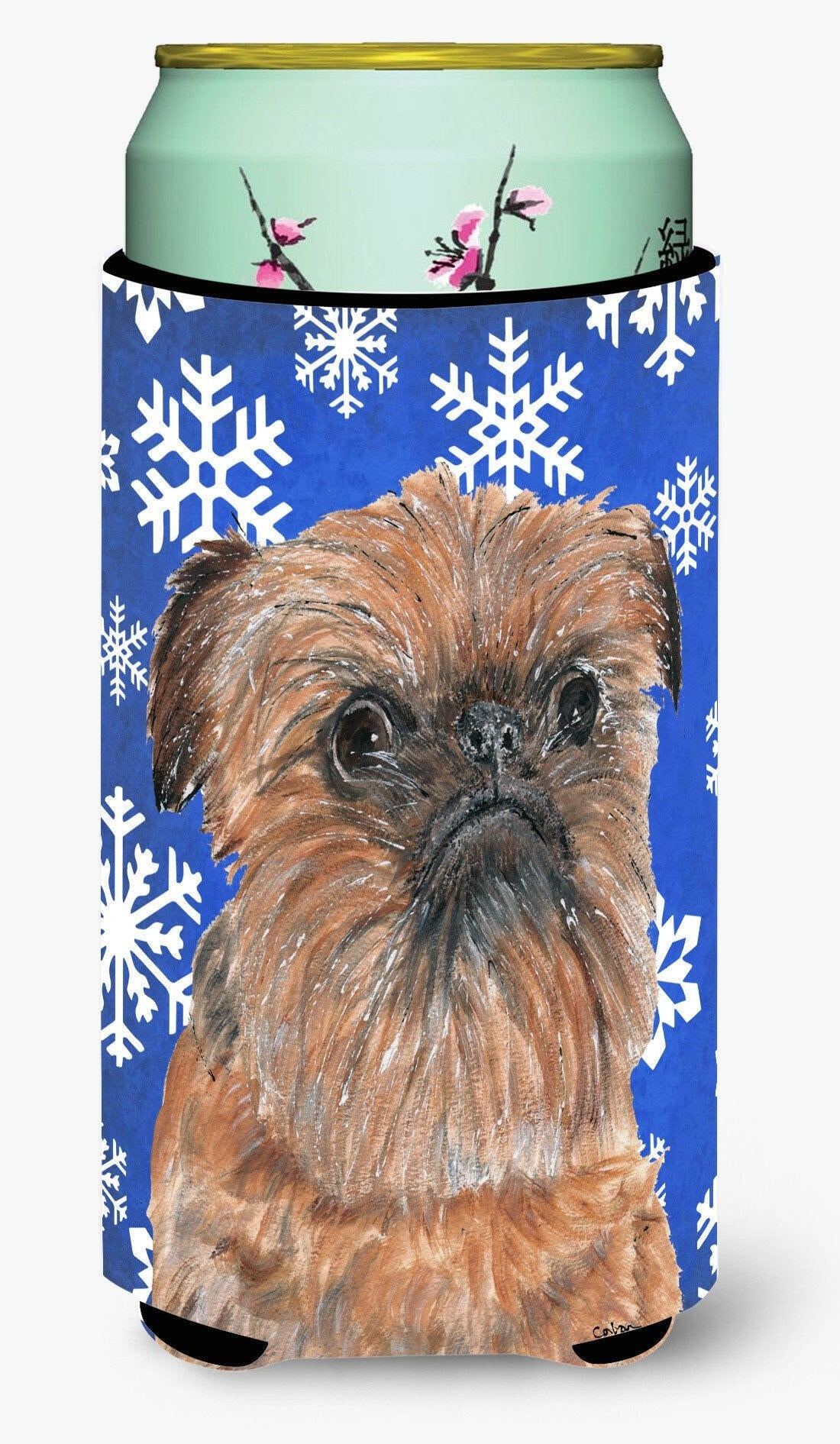 Brussels Griffon Blue Snowflake Winter Tall Boy Beverage Insulator Beverage Insulator Hugger by Caroline's Treasures