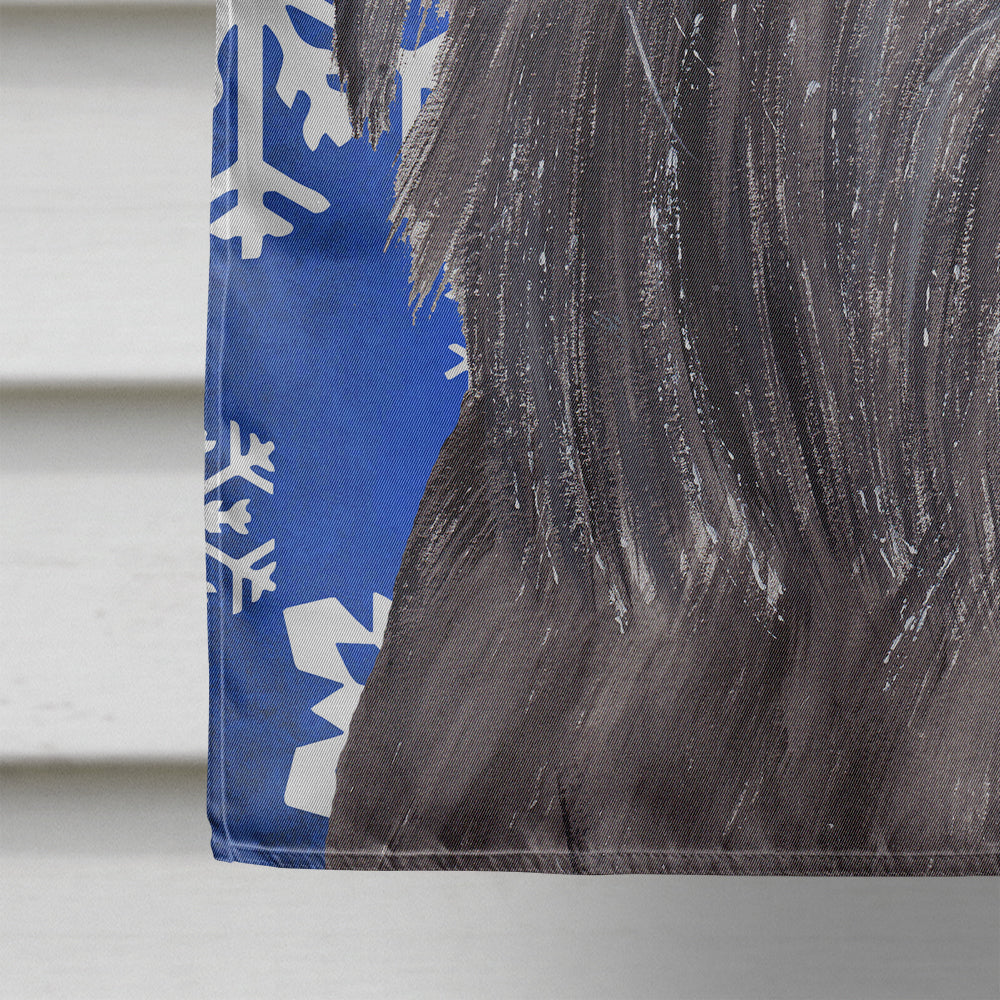 Brussels Griffon Blue Snowflake Winter Flag Canvas House Size  the-store.com.