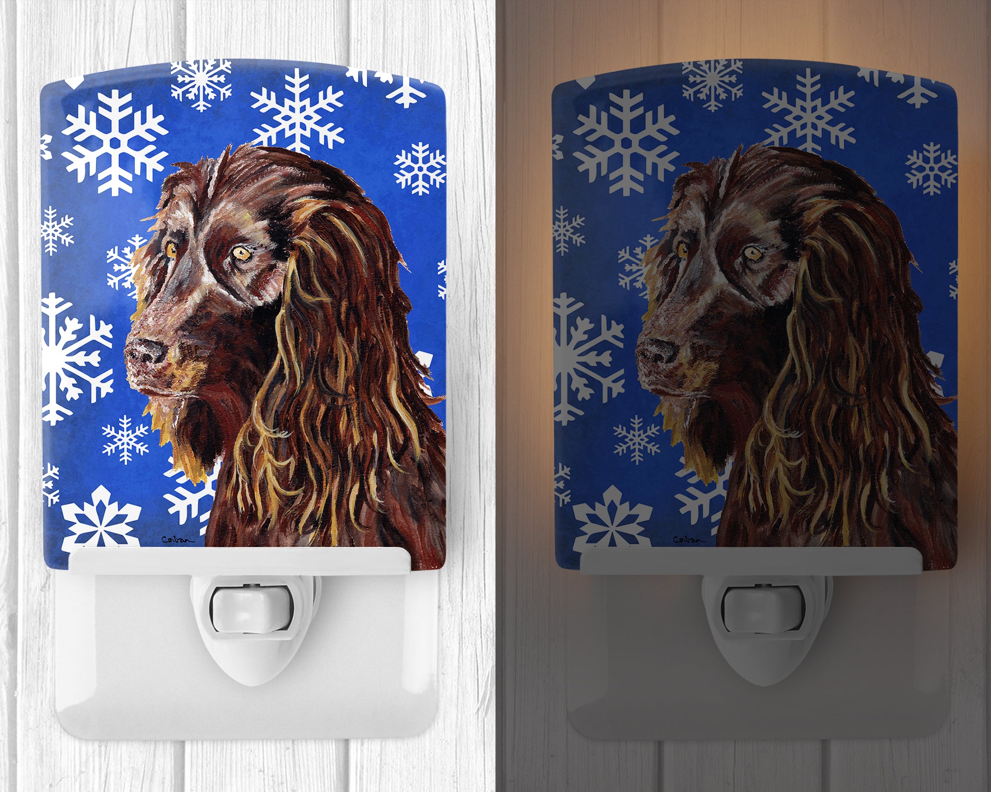 Boykin Spaniel Winter Snowflakes Ceramic Night Light SC9602CNL - the-store.com