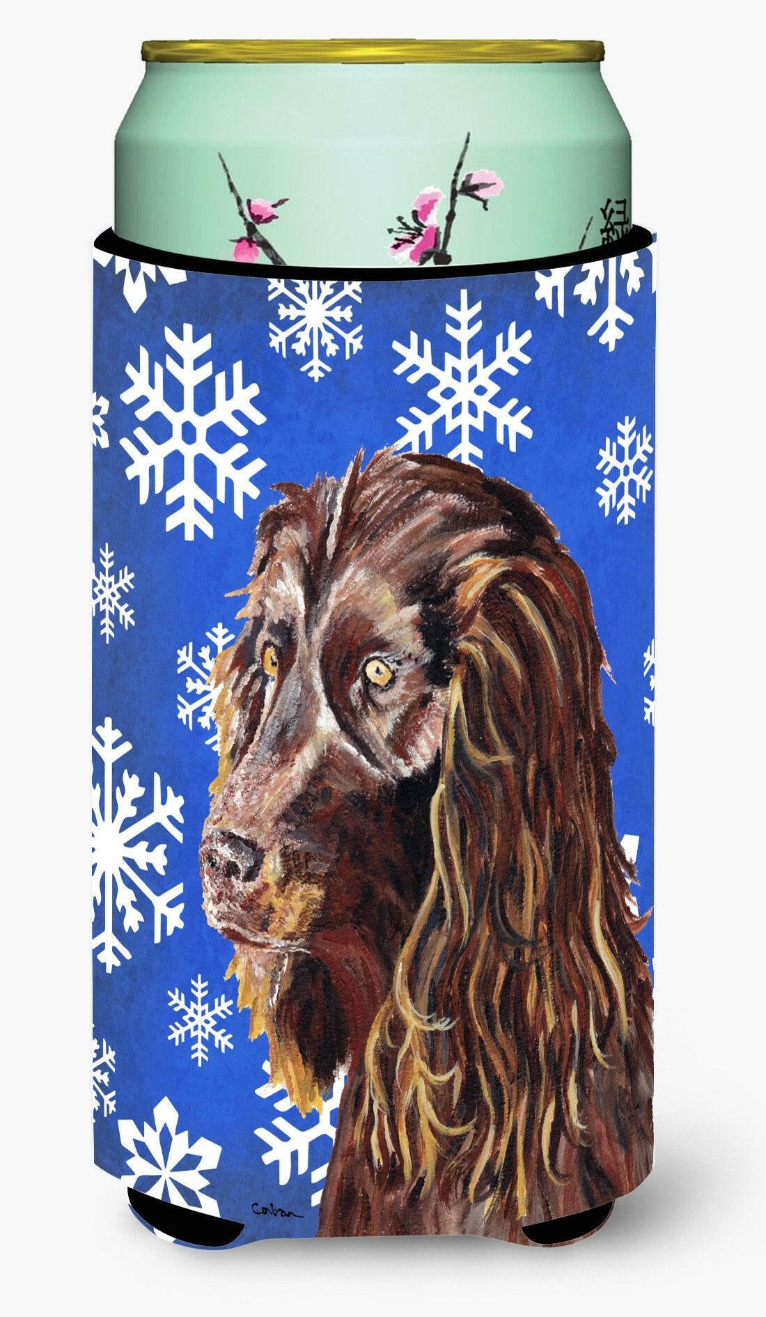 Boykin Spaniel Blue Snowflake Winter Tall Boy Beverage Insulator Beverage Insulator Hugger by Caroline's Treasures