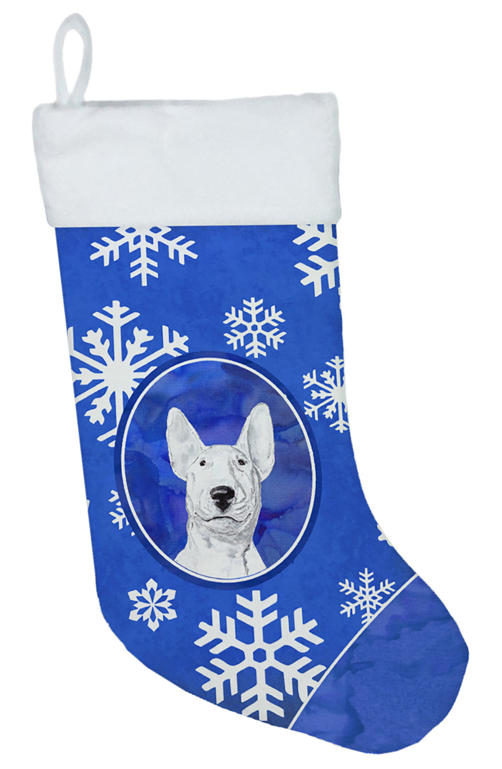 Bull Terrier Winter Snowflakes Christmas Stocking SC9604-CS  the-store.com.