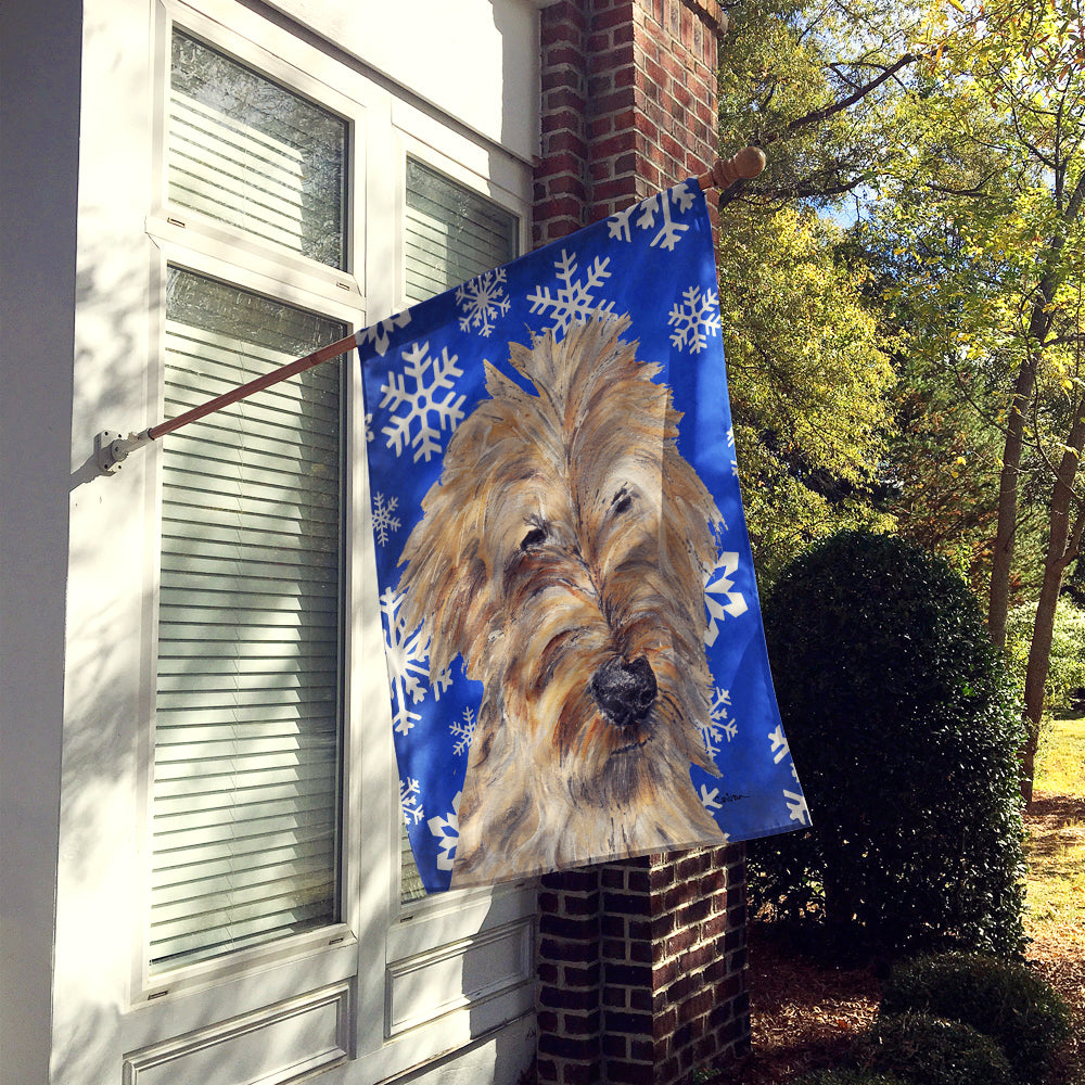 Goldendoodle Blue Snowflake Winter Flag Canvas House Size  the-store.com.