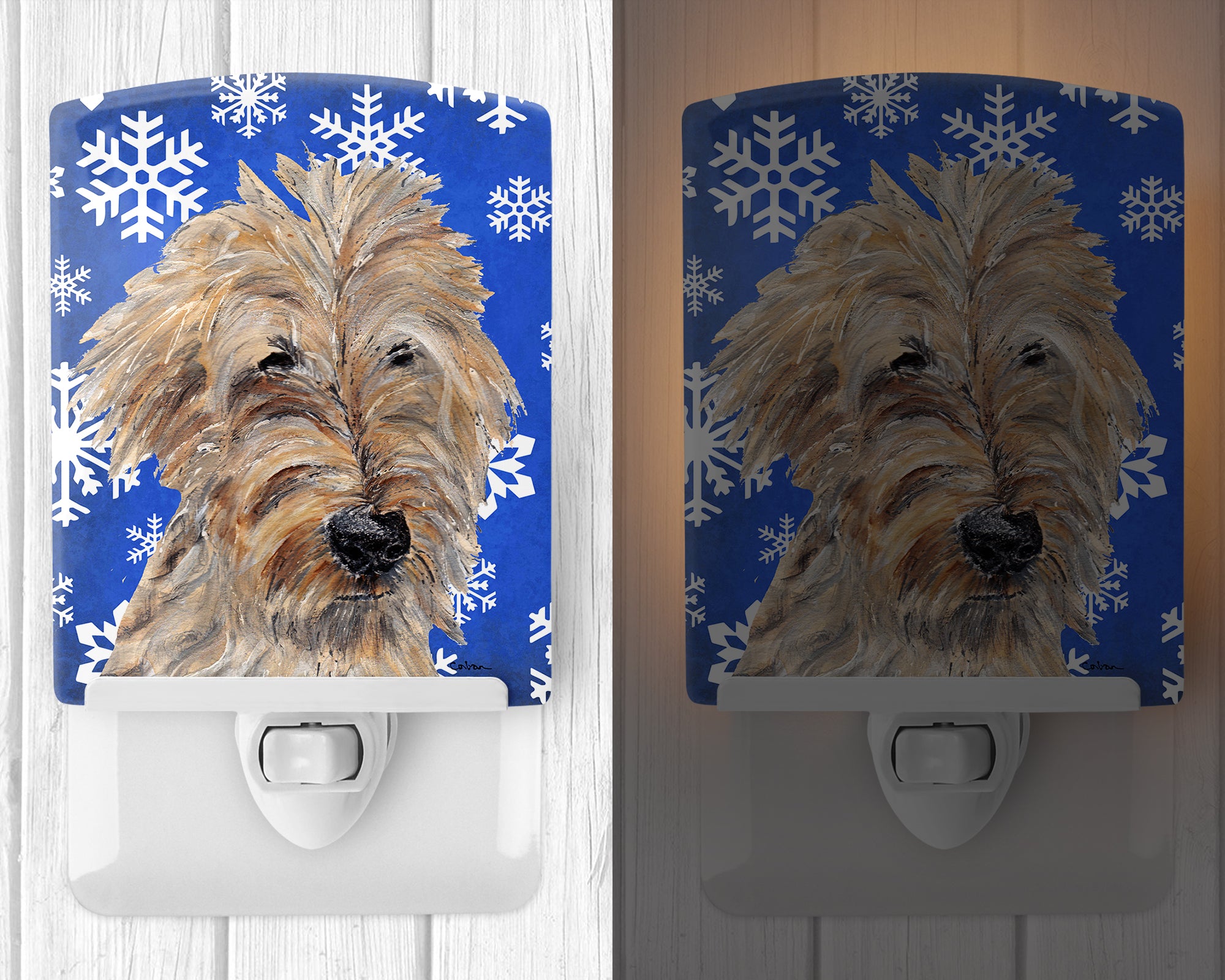 Golden Doodle Winter Snowflakes Ceramic Night Light SC9605CNL - the-store.com