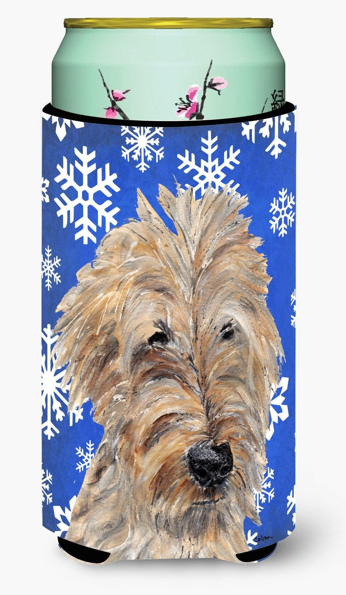 Goldendoodle Blue Snowflake Winter Tall Boy Beverage Insulator Beverage Insulator Hugger by Caroline&#39;s Treasures