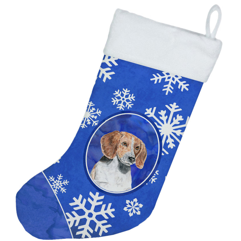 English Foxhound Winter Snowflakes Christmas Stocking SC9607-CS  the-store.com.