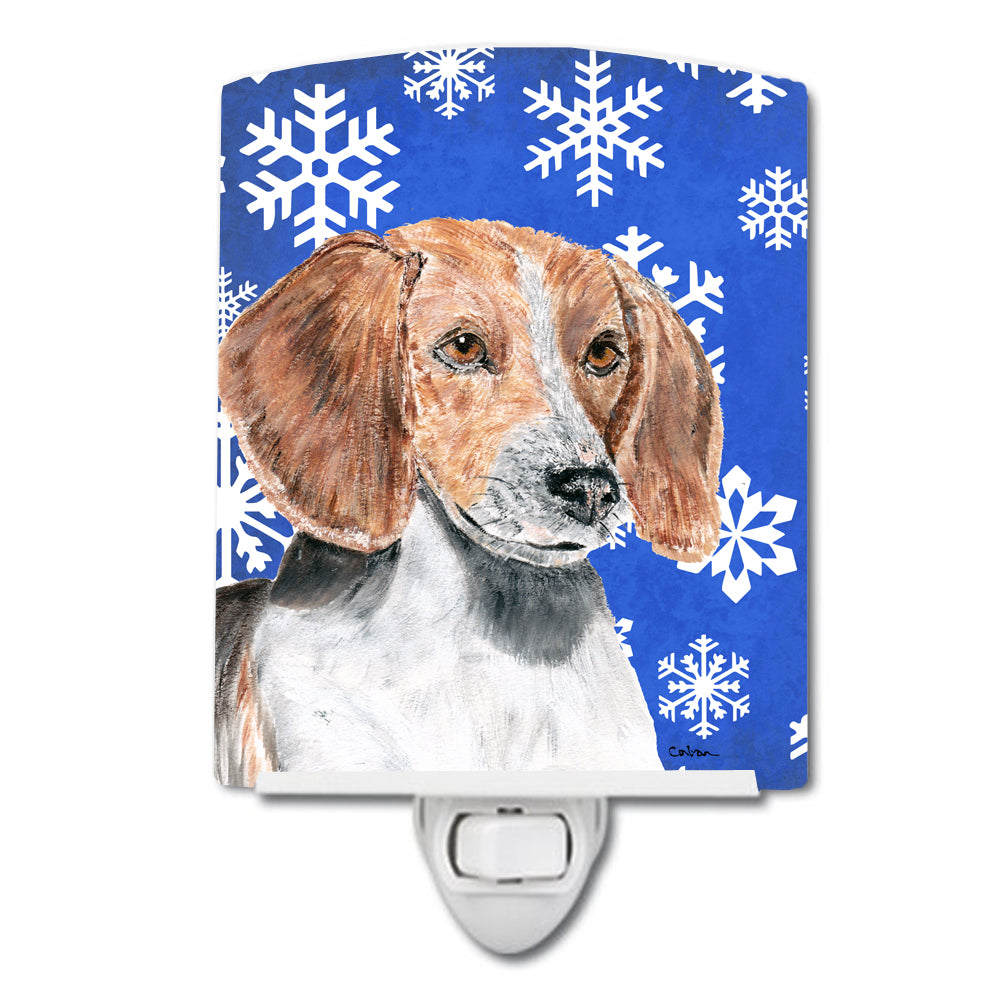 English Foxhound Winter Snowflakes Ceramic Night Light SC9607CNL - the-store.com